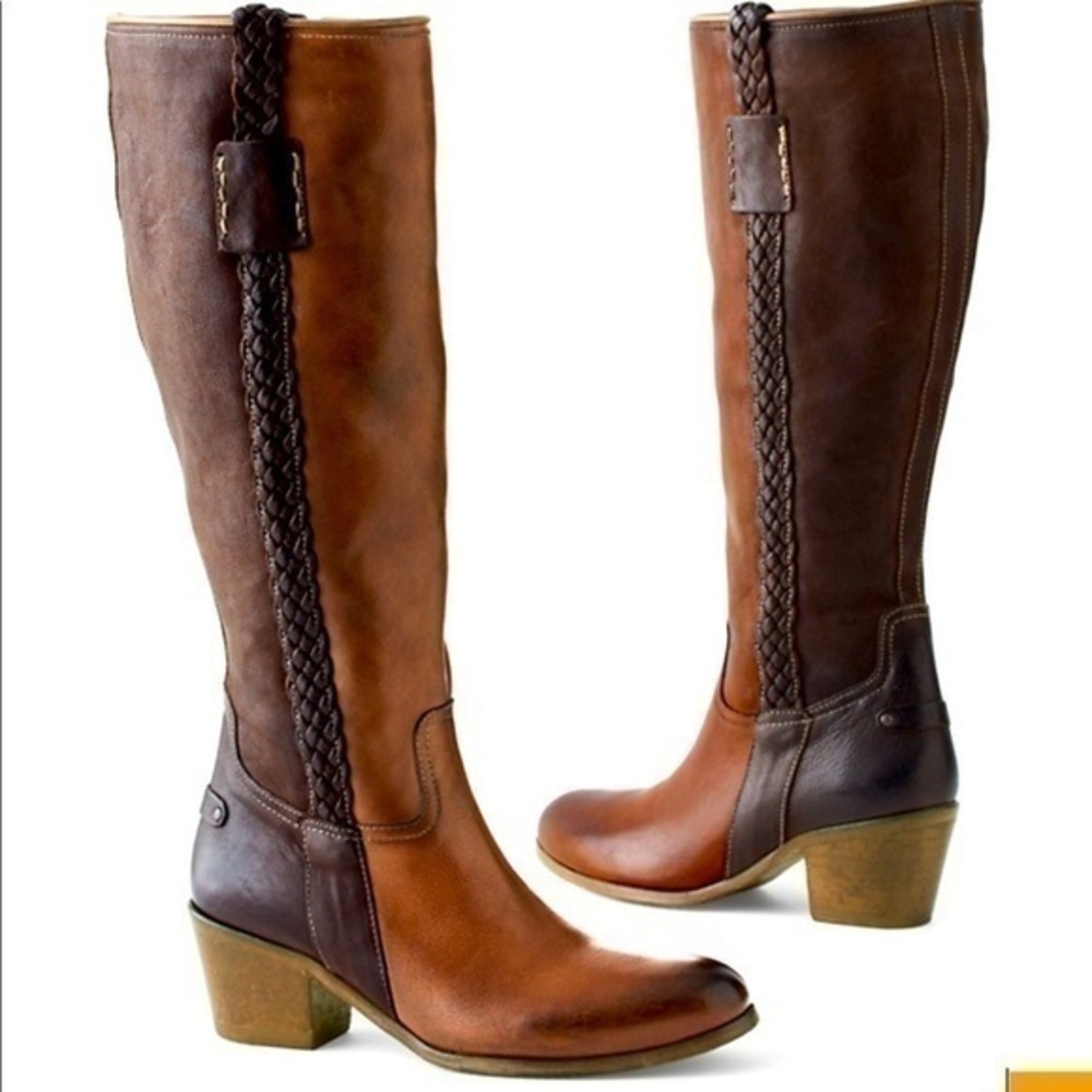 Garnet Hill Carina Braid Detail Knee high Boots/ Size 37/ #44967/ Brown Multi